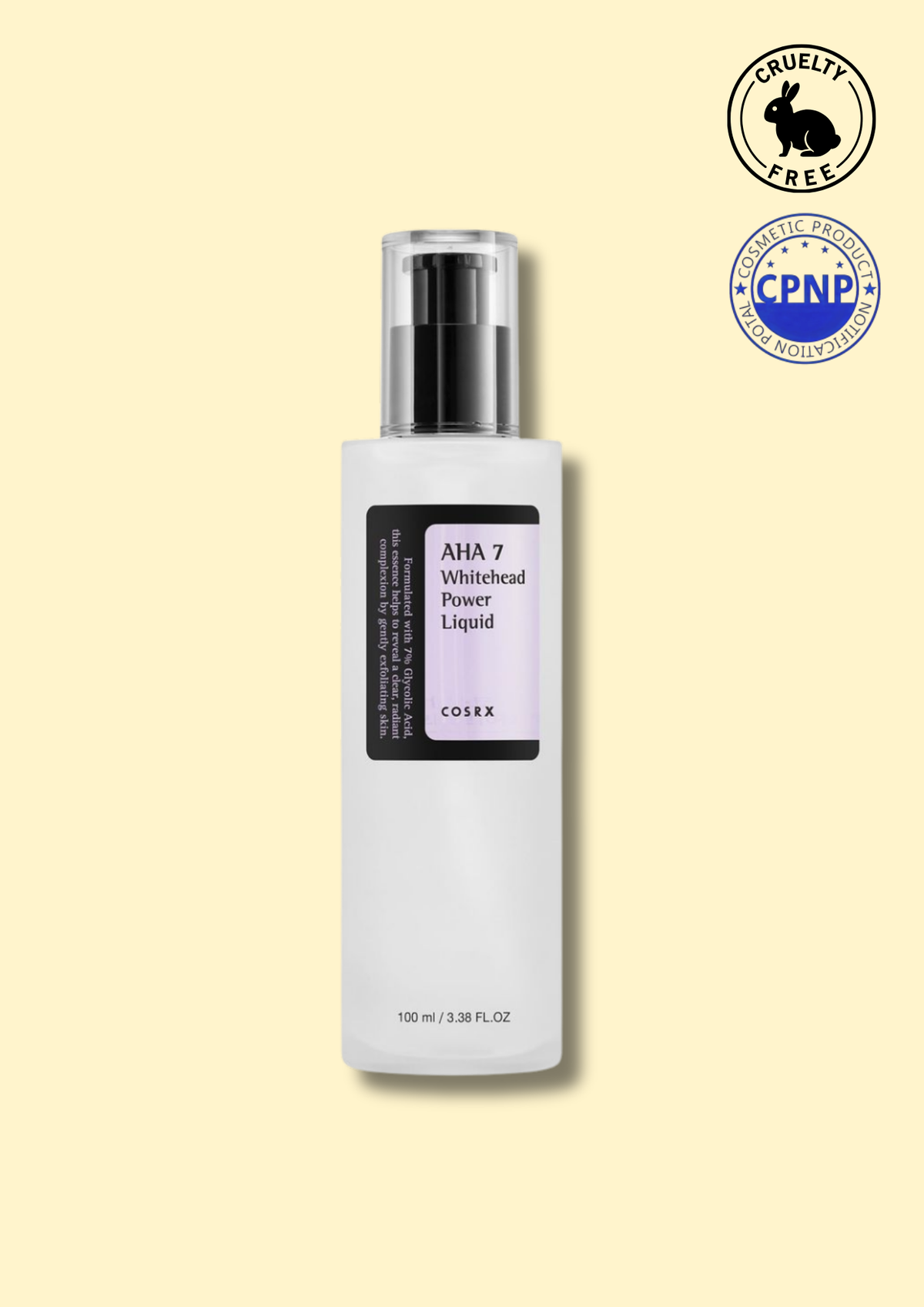 COSRX AHA 7 Whitehead Power Liquid 100 ml – Esfoliante Viso con Acido Glicolico al 7% per Punti Bianchi e Pelle Irregolare