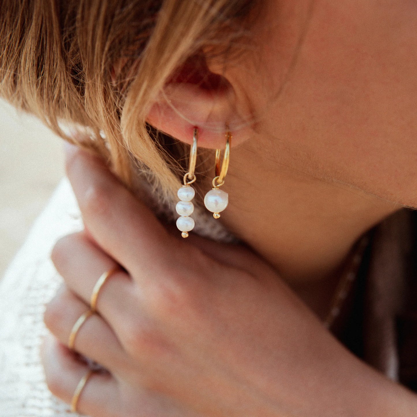 Orecchini con Perle Elegance | Artigianali in Argento placcato Oro