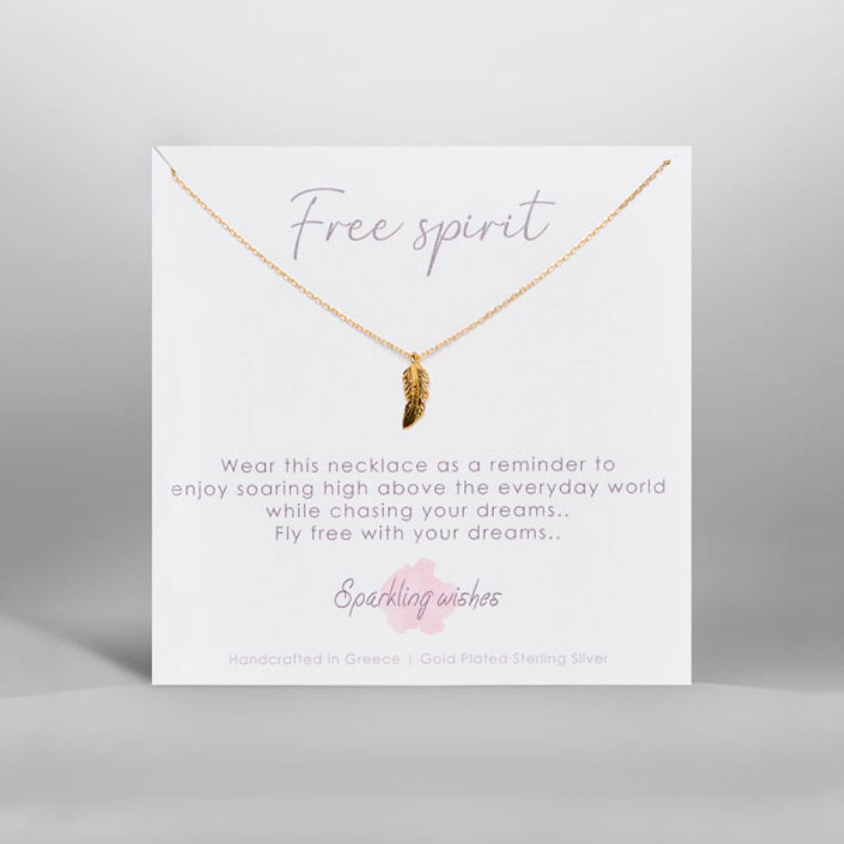collana free spirit a forma di piuma sparkling wishes