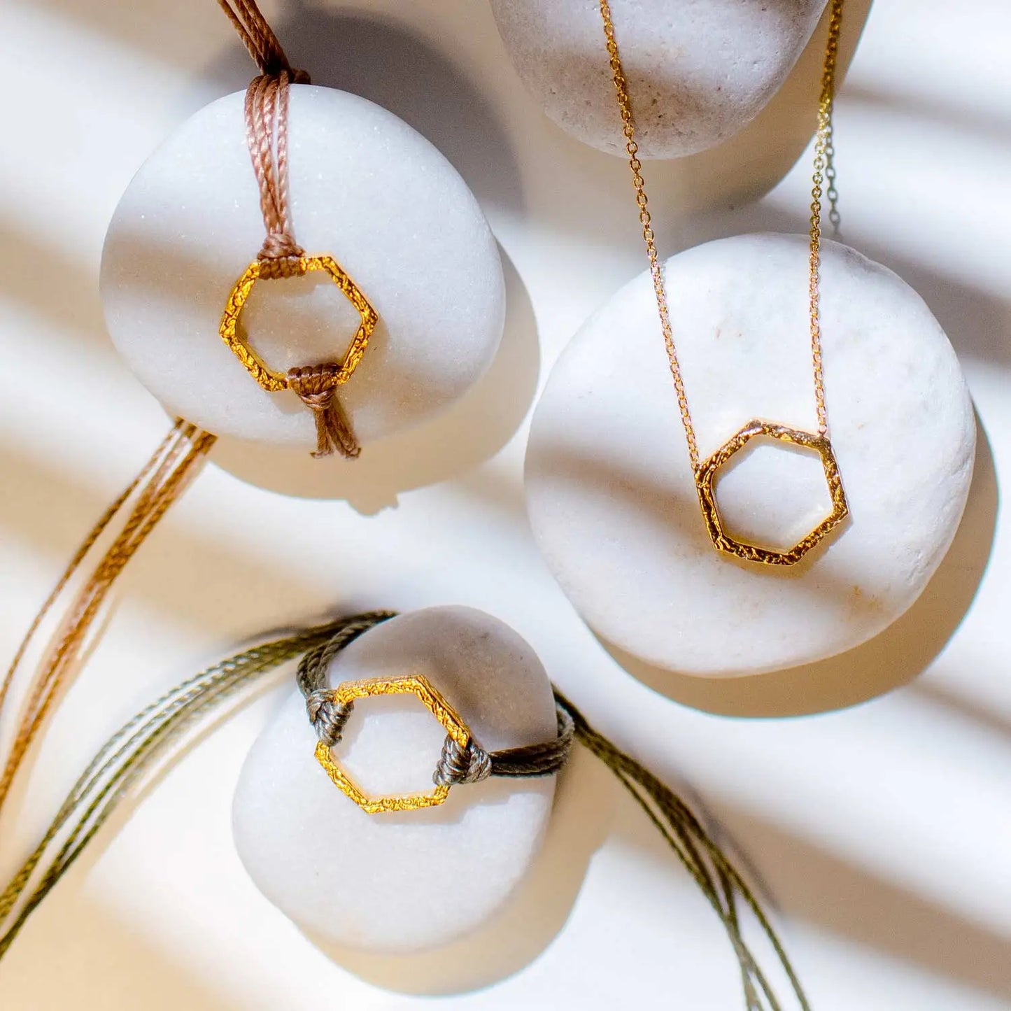 collana e bracciale esagonale life lines