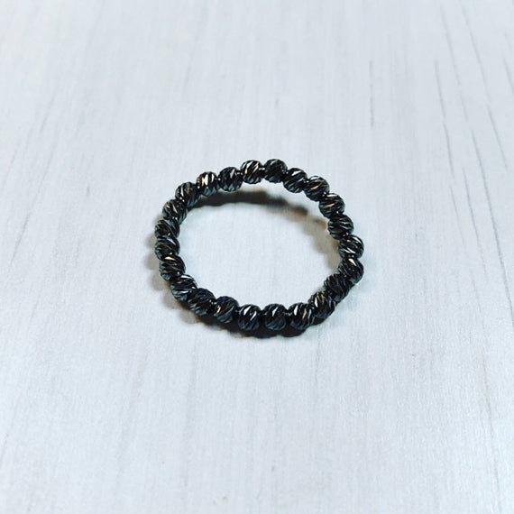 Spicchi di Mare Anello Diamantato Argento Nero
