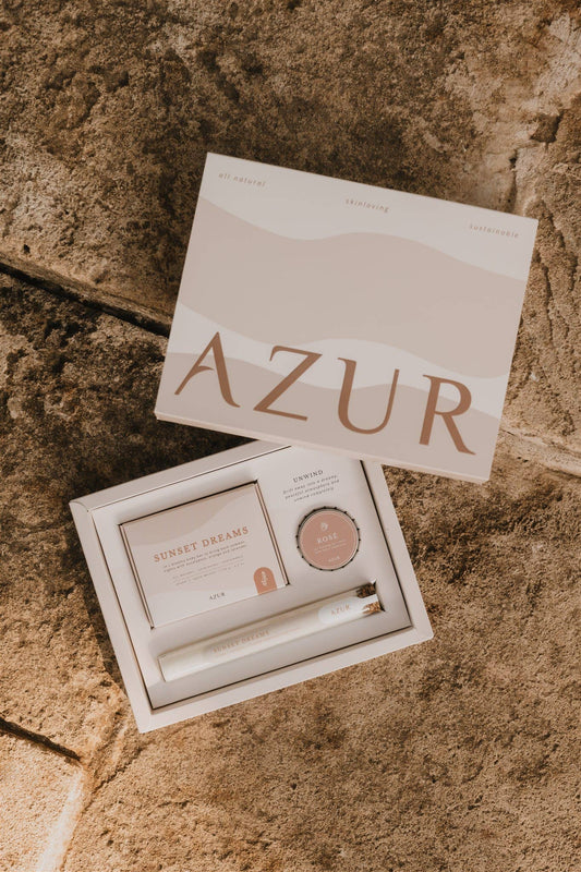Azur Natural Bodycare UNWIND Gift Set – Set Regalo Relax Naturale con Sapone, Balsamo Labbra e Sali da Bagno
