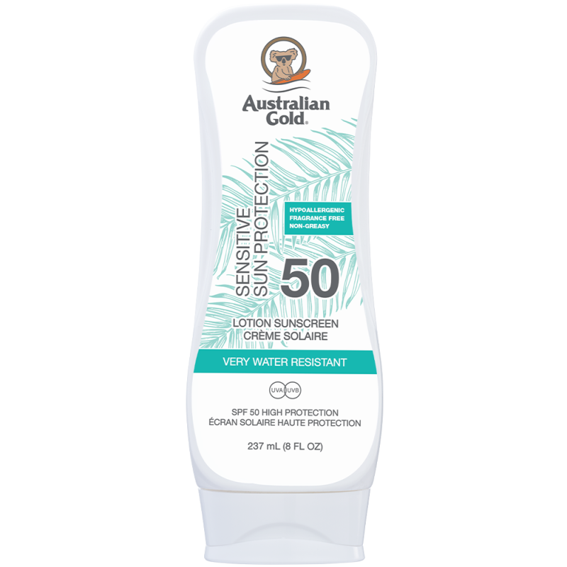 Sensitive Sonnenschutz Kinder und empfindliche Haut LSF50 – Sanfte hypoallergene Sonnencreme parfümfrei – Australian Gold