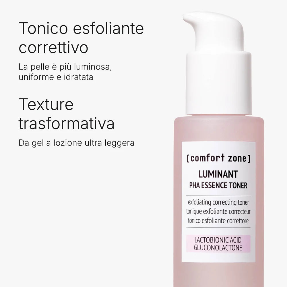 Comfort Zone Luminant PHA Essence Toner 100 ml – tonico viso esfoliante anti-macchie e illuminante