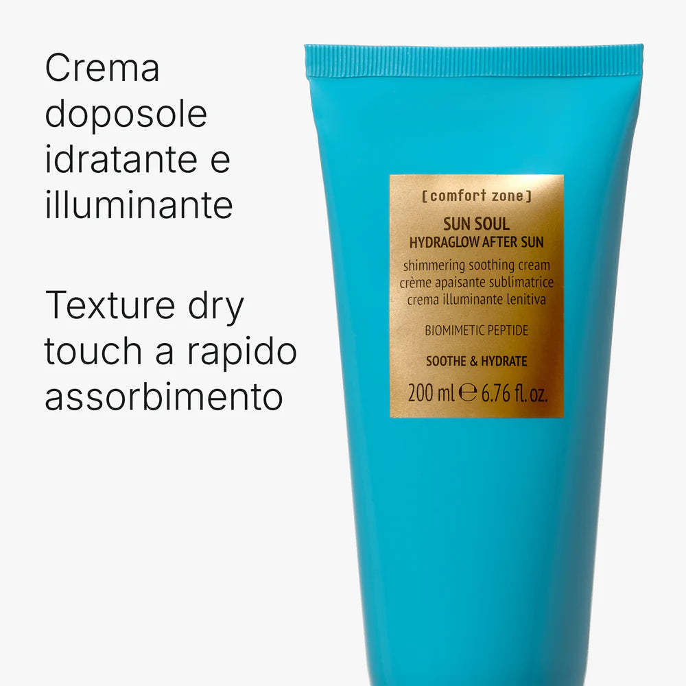 Sun Soul Hydraglow After Sun 200ml – Doposole Illuminante Lenitivo con Peptide Biomimetico e Oli Nutrienti - Comfort Zone