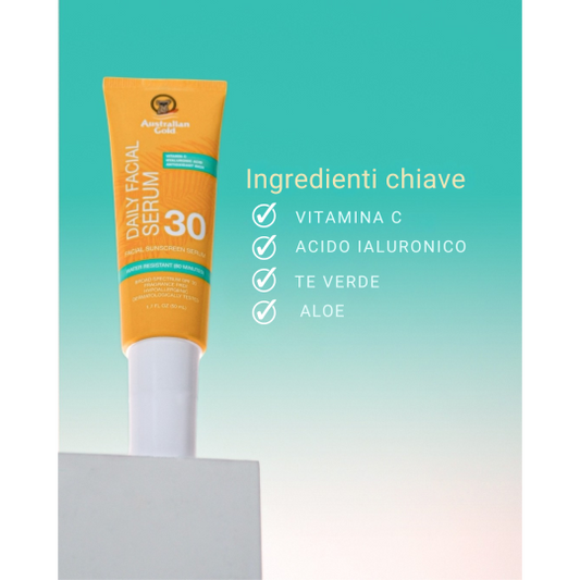 Daily Facial Serum SPF 30 50ml – Siero Viso Idratante con Acido Ialuronico e Vitamina C - Australian Gold