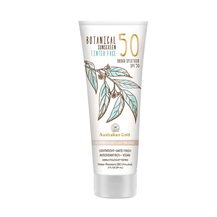 Botanical Sunscreen Spf 50 Tinted Face for Fair To Light Skin Tones 88 ml Australian Gold